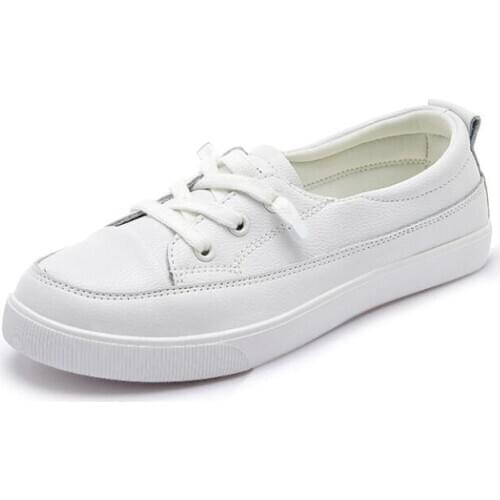 Women White Sneakers Vulcanized Shoes Woman Flat Shoe PU Leather Walking Sneakers Loafers Slip on Vulcanize Casual Shoes