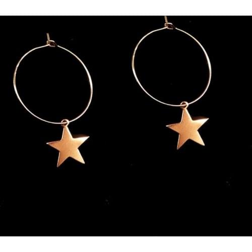 Hot Sale Punk Hoop Earrings Fashion Alloy Geometric Star Pendant Earrings For Women Accessories Bohemina Statement Jewelry Gift