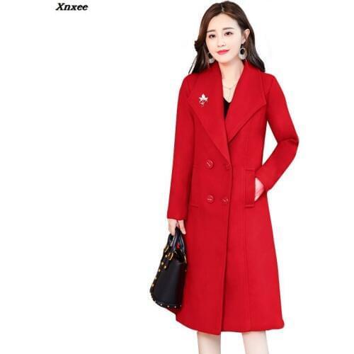 Long sleeve winter wool coat women Europe style plus size casaco feminino ladies autumn new Elegant long woolen coats Jacket