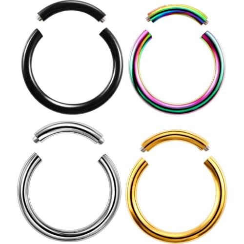 1Pc Titanium Segment Hinged Nose Ring Septum Piercing for Women Men 16G Nose Clicker Ear Cartilage Piercing Body Jewelry