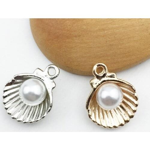 Newest 10Pcs 12*15mm Pretty Seashell Pearl Charms For DIY Jewelry Making Earrings Bracelet Pendant Accessories Handcraft