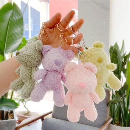 13cm a plush toy teddy bear doll pendant keychain PP Cotton Stuffed Plush Toys Cute Pendant Keychain Birthday Wedding Party Deco