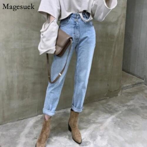 2020 Autumn Vintage High Waist Straight Jeans Pants for Women Denim Wide Leg Trousers Female Casual Loose Jeans Pantalon 10394