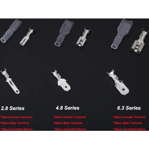 270pcs 2.8 / 4.8 / 6.3 Insulated Electrical Wire Crimp Connector Terminal Spade Electrical Connectors Assorted Set