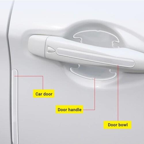 8Pcs Car Door Handle Protector Film Sticker Scratches Resistant Cover Auto Handle Protection Film Exterior Styling Accessories