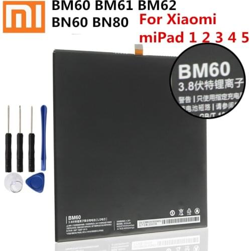 Xiaomi BM60 BM61 BM62 BN60 BN80 Battery For Xiaomi miPad 1 2 3 4 5 miPad Batery mi Tab 1 2 3 4 5 BN80 IPAD 4 PLUS Battery