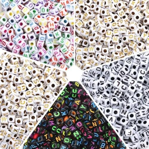 100pcs Mix Number Acrylic Cube Beads Oval Square Letter Beads For Jewelry Making DIY Bracelet Necklace Accessories