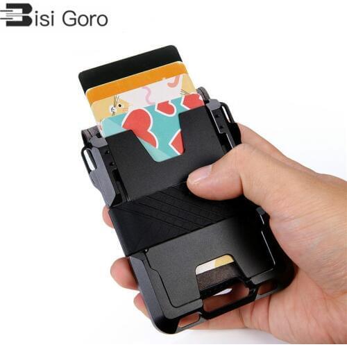 Bisi Goro 2021 New Fashion Aluminum Box Metal Case New Men RFID Wallet Smart ID Card Holder High Quality Personality Card Case