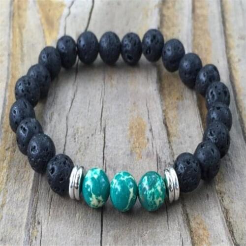 8mm lava Stone turquoise gemstone Mala Bracelet Sutra Men Spirituality Reiki Healing Gemstone Stretchy Monk Energy Pray Chakras