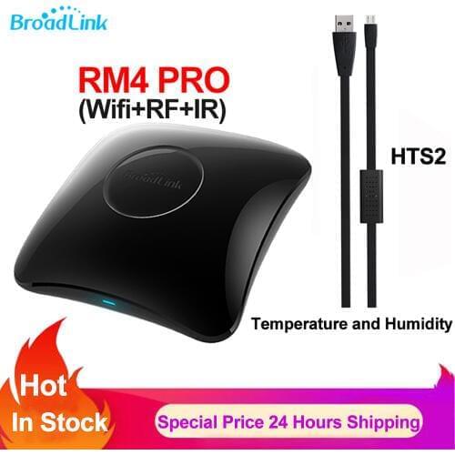 Broadlink RM4 PRO Smart Home Wifi RF IR Universal Remote Controller HTS2 Temperature and Humidity Sensor Work with Alexa Google