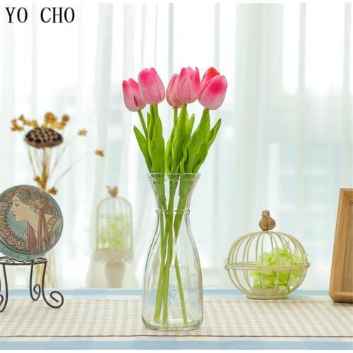 YO CHO 21pcs/lot Artificial Tulips Flower For Birthday Decoration PU Mexican Party Decorations Wedding Decor Flowers Centerpiec