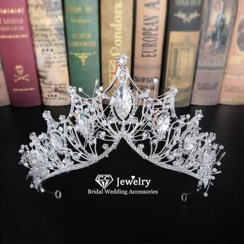 CC Wedding Crown Bridal Headpiece Wedding Hair Accessories for Women Shine Rhinestone Fine Jewelry Baroque Big Crowns Gift YQ010