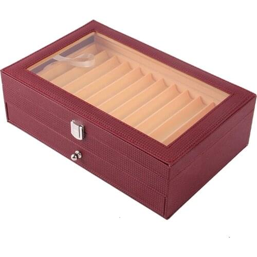 24 Pen Fountain Wood Display Case Holder Wooden Pen Box Storage Collector Organizer Box Wine Red