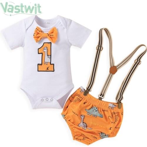 9-18M Summer Infant Baby Gentleman First 1st Birthday Outfit For Boy Cake Smash Outfit For Boy Soft Cotton Tie Romper+Belt Short