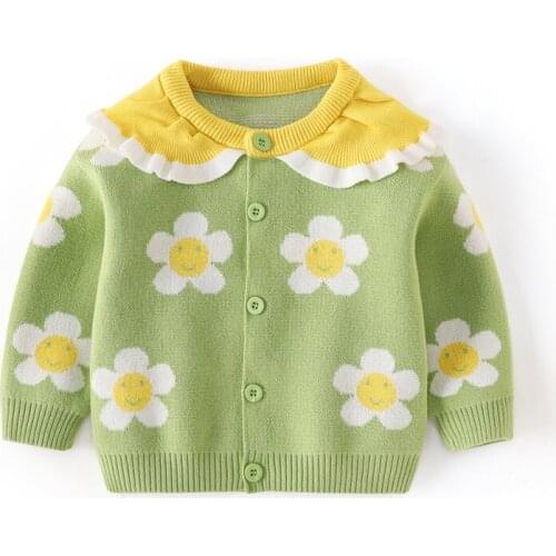 Girls Clothing Baby Kids Sweater Autumn Winter Long-sleeve Knitted Cardigan Jackets Children Flowers Coat Outerwear Clothes 1-5Y