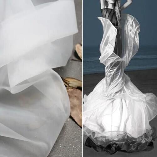 Smooth Tulle Fabric Organza Black White DIY Patchwork Veil Background Decor Fluffy Skirt Wedding Dress Lace Designer Fabric