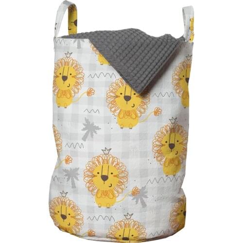 Lion Cartoon Laundry Basket Sketch Drawn King of the Jungle Organizer for Clothes Underwear Socks Toys Wash Bag & Home Storage