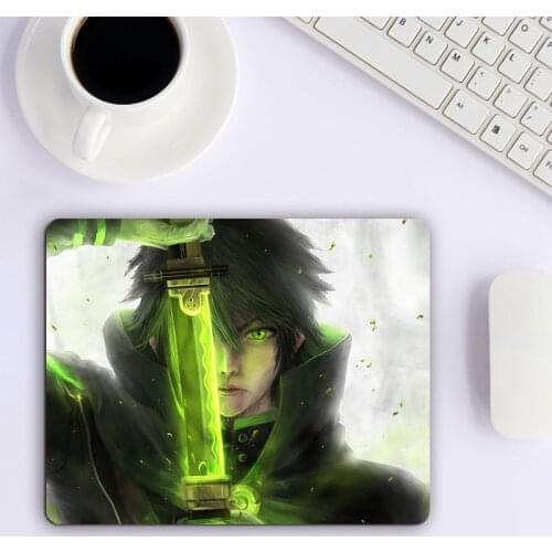 Cute Small Mousepad With Cute Cartoon Pattern of Seraph of the End White Mouse Pad Gamer Keyboard Gaming Accessories Stitch