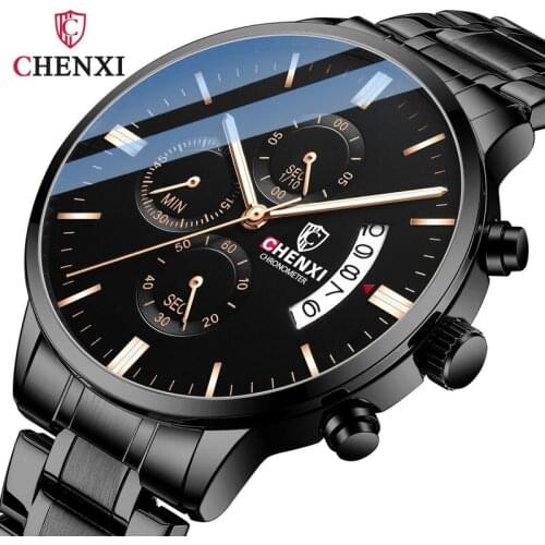 CHENXI Mens Watch Top Brand Luxury Outdoor Sports Multi-function Calendar Chronograph Luminous Steel Belt Mens Watch Gift