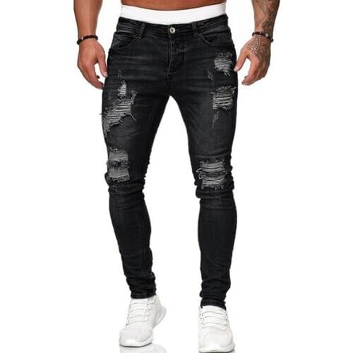 Adisputent Mens Sweatpants Sexy Hole Jeans Pants Casual Summer Autumn Male Ripped Skinny Trousers Slim Biker Outwears Pants