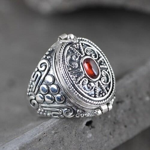 BOCAI New Real S925 pure silver mens ring, creative design silver jewelry embossed pattern Gawu box Thai silver female ring