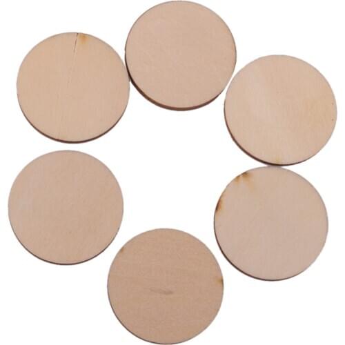 Pack of 100 Lots Natural Wooden Circle Round Disc Cutouts Embellishments for Decorating Scrapbooking Crafting Projects - 30mm