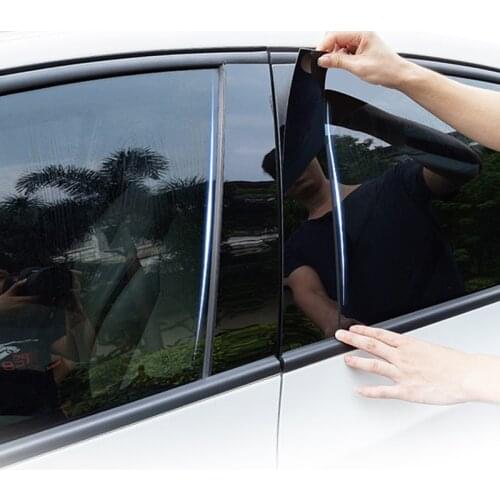 For Nissan Kicks 2016 2017 2018 2019 2020 Car Door Window Middle Column Trim Protection PC Black Strip Stickers