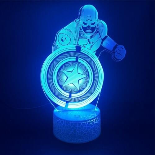 Marvel The Avengers Battle Captain America 3D Acrylic Illusion LED Table Lamp USB Colourful NightLight Model Toys for Kids Gift