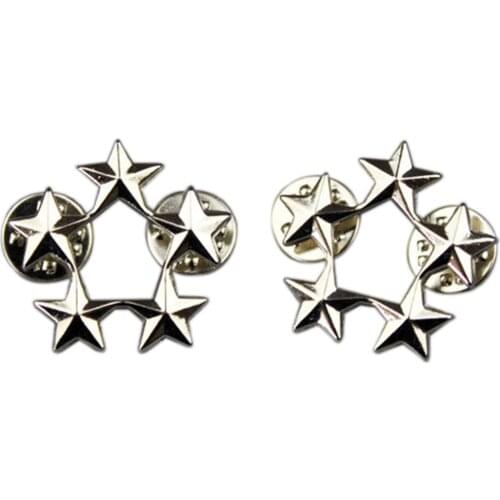 PAIR WWII US ARMY OFFICER 5 STAR FIVE STARS GENERAL RANK BADGE MEDAL PIN