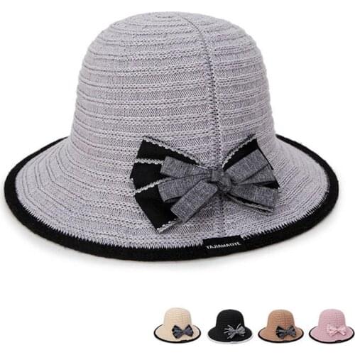 Fashion Women Bowknot Adjustable Wide Brim Anti-UV Straw Hat Summer Sunhat Cap Summer Travel Climbing Beach Foldable Hats