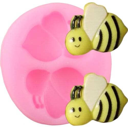 3D Cartoon Bee Silicone Mold Baby Birthday DIY Chocolate Fondant Molds Cupcake Topper Cake Decorating Tools Candy Resin Clay Mou