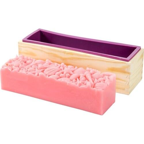 Silicon Molds for Handmade Soaps Rectangle Toast Wooden Box with Embossed Mat Soap Making Moulds