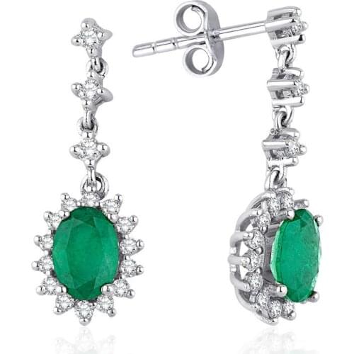 Symbol Gold 1.60 Carat Diamond Emerald Earring Piece Jewelry Rope Chain Charm Earring Jacket Bead Figure For Women