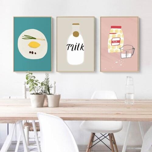 Modern Nordic Bread Milk Dining Room Prints Kitchen Canvas Paintings Food Pictures Wall Art Kids Room Posters Home Decoration