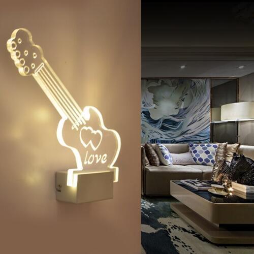 Led creative wall lamp bedroom bedside guitar study corridors decoration bar LED wall lamps ZA8810