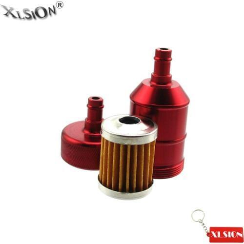 XLSION Universal Aluminum Red Gas Fuel Filter For ATV Quad Buggy Go Kart Dirt Pit Monkey Bike Motorcycles