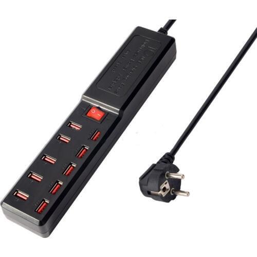 USB Fast Charge HUB 10 Ports 6A Smart Charging Station USB Charger Mobile Phone Tablet Digital Charger for iPhone Samsung