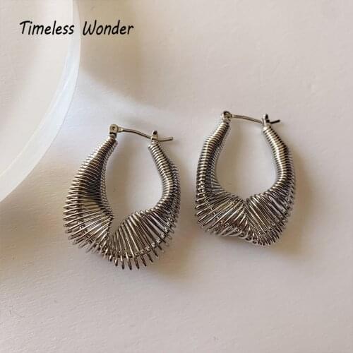 Timeless Wonder Brass Retro Cutout Geo Hoop Earrings Women Jewelry Goth Boho Designer Top Trendy Punk Ins Fancy Unique Kpop 0333