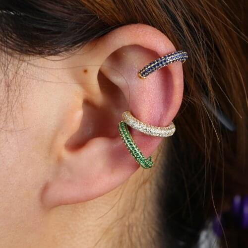 New Fashion No Pierced Ear Cuffs for Women Charm C shaped Gold Color CZ Clip Earrings Statement Earcuff Jewelry Accessories