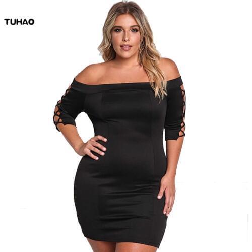 TUHAO PLUS SIZE 2XL 3XL female Sexy Club Bandage Bodycon Dress Women Black sexy elegant hollow out Party Dresses BC120
