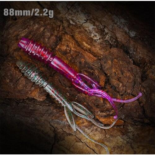 12pcs/bag Shrimp Taste Formula Lure Fishing 88mm/2.2g Soft Lure Worm Inverted Dangle Texas Fishing Group of Installed Bass
