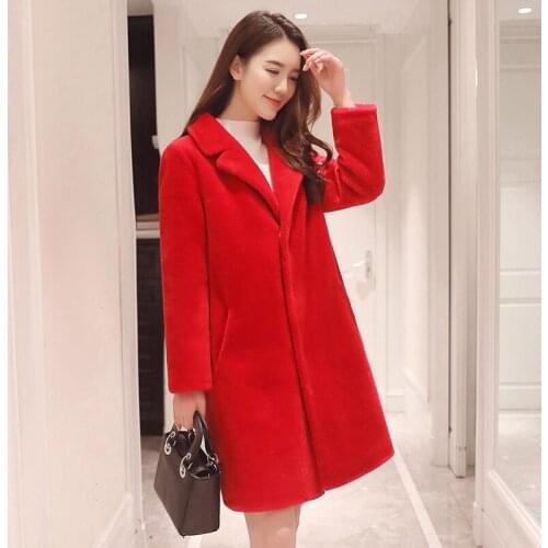 2020 Real Female Autumn Winter Woman Coat Korean Jacket Sheep Shearing Wool Fur Coats Long Abrigo Mujer KJ893