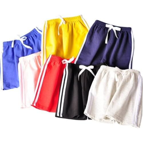 2021 Thin Summer Casual Active Boys Shorts Drawstring Striped Mid Waist Elastic Loose Cotton Shorts Clothes for Teens