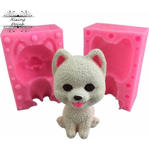 3D cute dog shaped silicone mold candle fudge technology Chocolate Mold DIY cake decoration tool