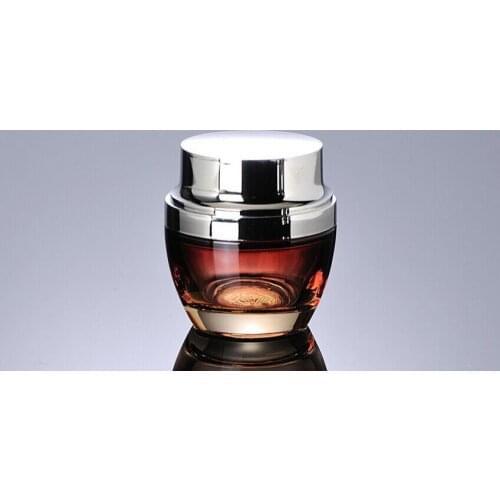 50G red glass cream jar Portable Cosmetic container Bottle w silver cap Moisturizer Sample Container-Empty Pot Travel Skin Care