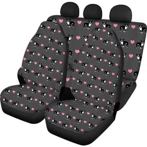 HUGSIDEA Love Heart French Dog Print Car Seat Cover for All Weather Auoto Interior Protector fit Sedan SUV Most Car Comfortable
