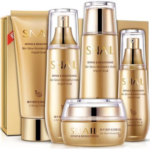 BIOAQUA Snail Water Makeup Face Care Set Moisturizing Hydrating Nourishing Oil Control Anti Skin care Cosmetics 5Pcs/Set