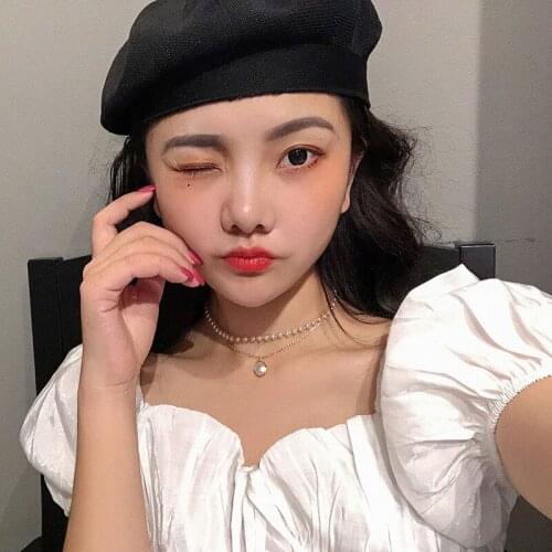 Clavicle Chain Exquisite Women Necklace Choker Necklace Vintage Double Pearl Pendant Ferroalloy Pendants for Women Girls