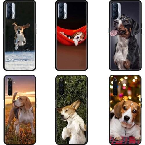 Black Case For Realme 8 7 Pro C21 C3 6 X7 GT Neo X50 Soft Cover XT C21Y C15 C11 Protective Phone Coques Beagle Dog Animal