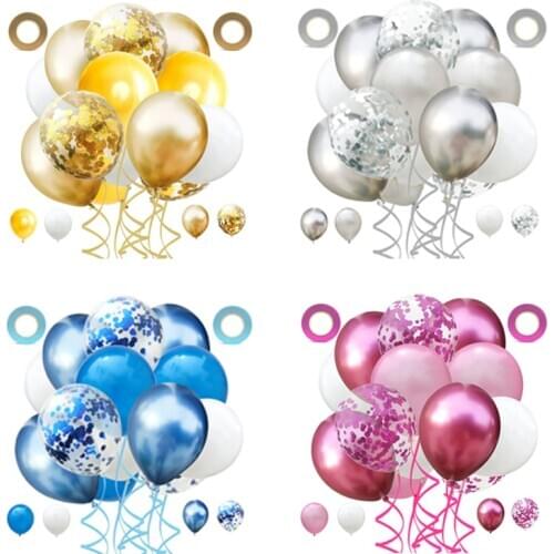 12inch Metallic Latex Balloons Metal Confetti Balloon Birthday Party Decoration Kids Adut Wedding Balloon Globos Event Party